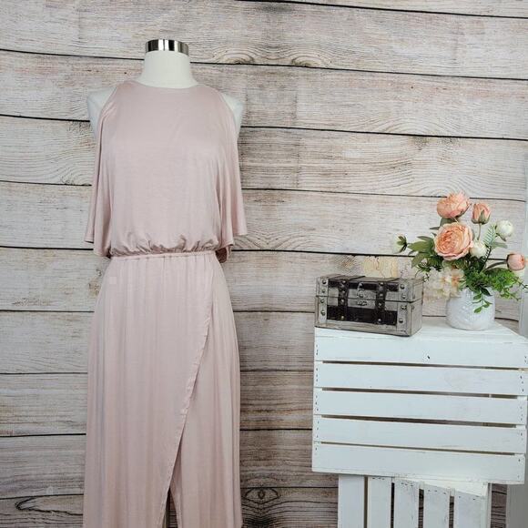 NWT Splendid‎ Cold Shoulder Wrap Dress Tan Beige Size Medium - Picture 1 of 11
